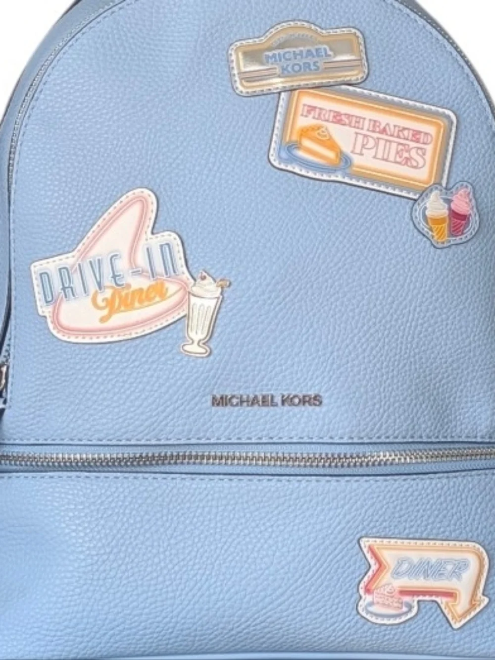 New MICHAEL KORS OUTLET Rhea Medium Embellished Patches blue Backpack